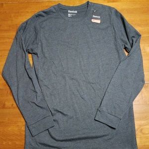 Reebok Mens Long Sleeve Jersey Shirt Gray Size Med